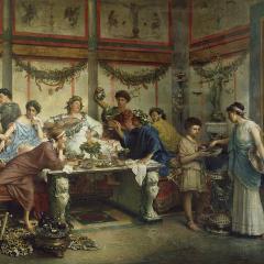 A Roman Feast by Roberto Bompiani [Public domain], via Wikimedia Commons