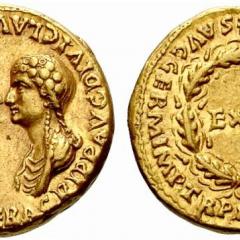 Gold coin showing facing busts of Nero and Agrippina; Classical Numismatic Group, Inc. http://www.cngcoins.com; GFDL, CC-BY-SA-3.0, or CC BY-SA 2.5, via Wikimedia Commons