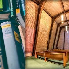 books, interior of church; Image via Pixabay, CC0 Public Domain