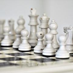 Chess pieces on a game board