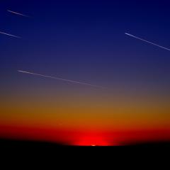 sunset sky, comets; Image via Pixabay, CC0 Public Domain